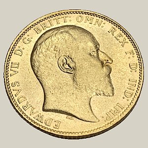 Moeda de Ouro de 1 Libra, Reino Unido - Ano: 1902 - Rei Eduardo VII