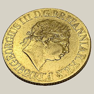 Moeda de Ouro de 1 Libra, Reino Unido - Ano: 1820 - Rei Jorge III