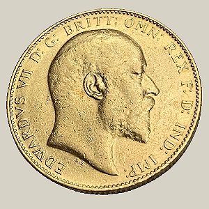Moeda de Ouro de 1 Libra, Reino Unido - Ano: 1907 - Rei Eduardo VII