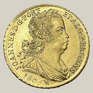 Moeda de Ouro de 6.400 Réis, Brasil Colônia - Ano: 1806 R - Prícipe Regente João