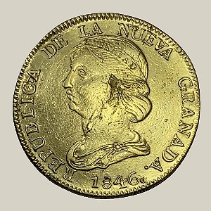 Moeda de Ouro de 16 Pesos, República de Nova Granada (Colômbia) - Ano: 1846