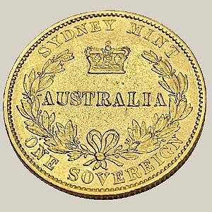 Moeda de Ouro de 1 Libra, Austrália - Ano: 1870 - Rainha Vitória do Reino Unido "Young Head"