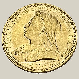 Moeda de Ouro de 1 Libra, Reino Unido - Ano: 1894 - Rainha Vitória do Reino Unido "Old Head"