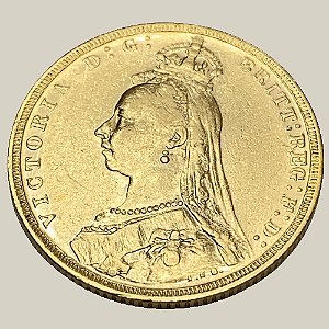 Moeda de Ouro de 1 Libra, Austrália - Ano: 1888 - Rainha Vitória do Reino Unido "Jubilee head"