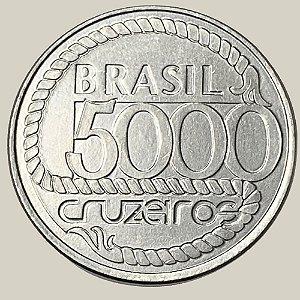 Moeda de 5000 Cruzeiros, Brasil - Ano: 1992 - 200 anos da morte de Tiradentes