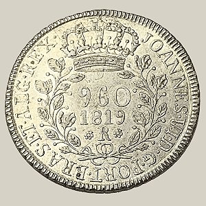 Moeda de Prata de 960 Réis (Patacão), Brasil Reino Unido - Ano: 1819 R - Rei João VI