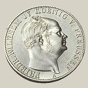Moeda de Prata de 1 Táler, Prússia - Ano: 1855A - Rei Frederico Guilherme IV