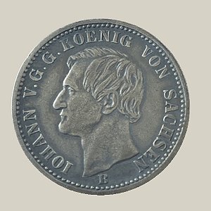 Moeda de Prata de ⅙ Táler, Saxônia - Ano: 1869B - Rei João
