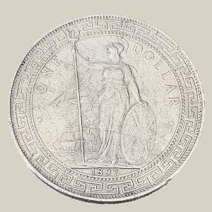 Moeda de Prata de 1 Dollar (Trade Dollar British) - Reino Unido - Ano: 1897 - Rainha Victoria