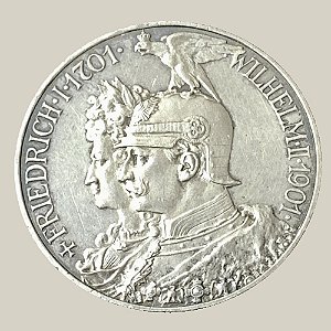 Moeda de Prata de 5 Marcos - Império Alemão - Ano: 1901 - 200º Aniversário do Reino da Prússia/Imperador Guilherme II