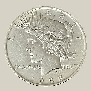 Moeda de Prata de 1 Dólar - EUA - Ano: 1923 - Peace Dollar - Presidente Warren Gamaliel Harding