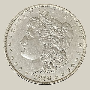 Moeda de Prata de 1 Dólar - EUA - Ano: 1878 - Morgan Dollar - Presidente Rutherford Birchard Hayes