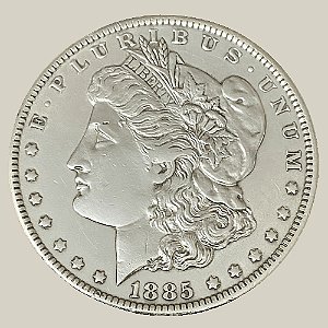 Moeda de Prata de 1 Dólar - EUA - Ano: 1885 O - Morgan Dollar - Presidente Stephen Grover Cleveland