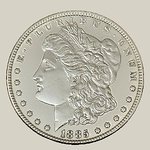 Moeda de Prata de 1 Dólar - EUA - Ano: 1885 - Morgan Dollar - Presidente Stephen Grover Cleveland
