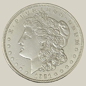 Moeda de Prata de 1 Dólar - EUA - Ano: 1921 - Morgan Dollar - Presidente Warren Gamaliel Harding