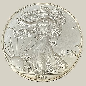 Moeda de Prata de 1 Dólar (American Silver Eagle) - EUA - Ano: 1998 - Presidente Bill Clinton
