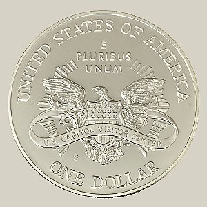 Moeda de Prata de 1 Dólar - EUA - Ano: 2001 P - Centro de Visitação do Capitólio Americano - Presidente George W. Bush