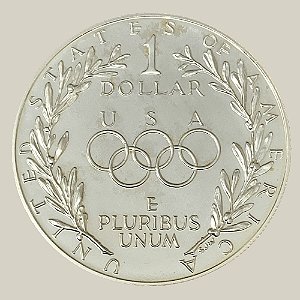 Moeda de Prata de 1 Dólar - EUA - Ano: 1988 S - XXIV Jogos Olímpicos de Verão, Seul 1988 - Presidente Ronald Reagan