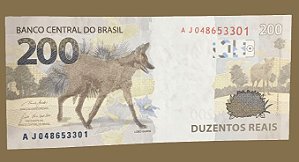 Cédula do Brasil - 200 Reais - Ano: 2020 - Lobo-Guará (final 301)
