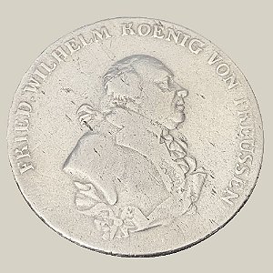 Moeda de Prata de 1 Táler, Prússia - Ano: 1791 E - Rei Frederico Guilherme II da Prússia