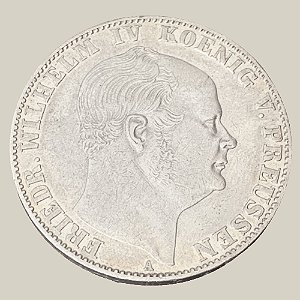 Moeda de Prata de 1 Táler, Prússia - Ano: 1857 A - Rei Frederico Guilherme IV
