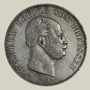 Moeda de Prata de 1 Vereinstaler, Prussia - Ano: 1861A - Rei Guilherme I