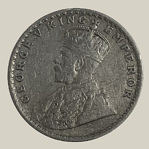 Moeda de Prata de 1 Rúpia, Índia - Britânica - Ano: 1919 - Rei Jorge V