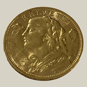 Moeda de Ouro de 20 Francos, Suíça - Ano: 1913