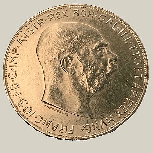 Moeda de Ouro de 100 Coroas, Áustria - Ano: 1915 - Imperador Francisco José I