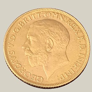 Moeda de Ouro de 1 Libra, Índia Britânica - Ano: 1918 I - Rei Jorge V