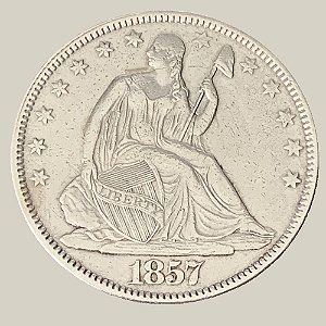 Moeda de Prata de ½ Dólares (Erro de Laminação), Estados Unidos da América - Ano: 1857 - Presidente James Buchanan