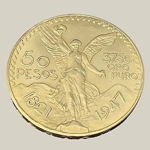 Moeda de Ouro de 50 Pesos, México - Ano: 1947 - Presidente Valdés