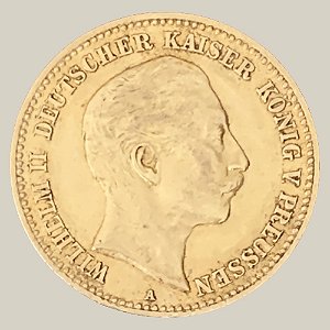 Moeda de Ouro de 10 Marcos, Império Alemão - Ano: 1898A - Rei Guilherme II da Prússia