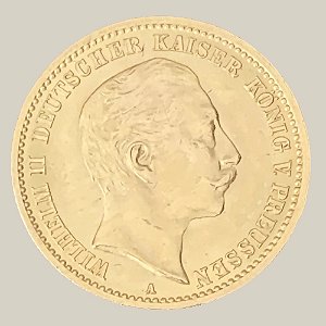 Moeda de Ouro de 10 Marcos, Império Alemão - Ano: 1912A - Rei Guilherme II da Prússia