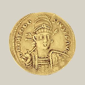 Soldo de Ouro (AV19) do Império Bizantino - Ano: 408-419 DC - Imperador Teodósio II