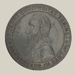 Moeda de Prata de 5 Reichsmark, 450º aniversário da Universidade de Tübingen, República de Weimar - Ano: 1927 F - Pres. Paul von Hindenburg
