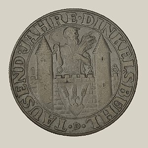 Moeda de Prata de 3 Reichsmark, Milésimo aniversário de Dinkelsbühl, República de Weimar - Ano: 1928 D - Pres. Paul von Hindenburg