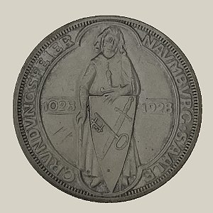 Moeda de Prata de 3 Reichsmark, 900º aniversário de Naumburg, República de Weimar - Ano: 1928 A - Pres. Paul von Hindenburg