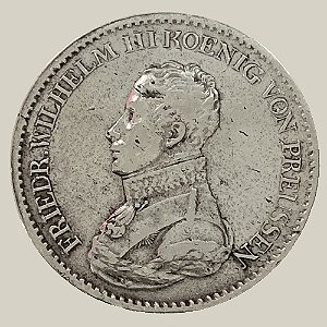 Moeda de Prata de 1 Táler, Prússia - Ano: 1818 A - Rei Frederico Guilherme III da Prússia
