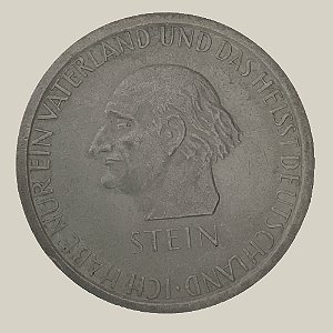 Moeda de Prata de 3 Reichsmark, 100º aniversário - morte de Heinrich vom Stein, República de Weimar - Ano: 1931 A - Pres. Paul von Hindenburg