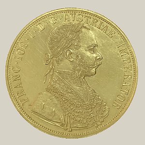 Moeda de Ouro de 4 Ducados, Áustria - Ano: 1915 - Imperador Francisco José I da Áustria