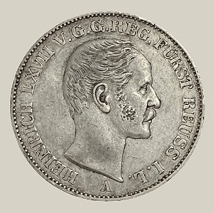 Moeda de Prata de 1 Vereinsthaler, Reuss-Gera - Ano: 1858 - Henrique LXVII