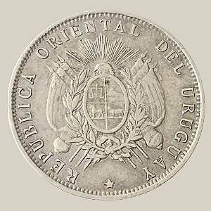 Moeda de Prata de 50 Centésimos, Uruguai - Ano: 1894 - Presidente Juan Idiarte Borda