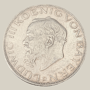 Moeda de Prata de 5 Marcos, Império Alemão - Ano: 1914 - Luís III