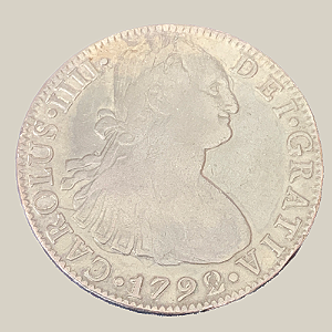 Moeda de Prata de 8 Reales - México - Ano: 1792 - Rei Carlos IIII