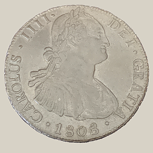 Moeda de Prata de 8 Reales - Potosí - Ano: 1808 - Rei Carlos IIII