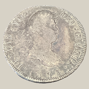 Moeda de Prata de 8 Reales - Potosí - Ano: 1813 - Rei Fernando VII