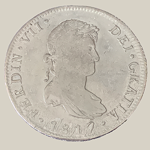 Moeda de Prata de 8 Reales - México - Ano: 1817 - Rei Fernando VII