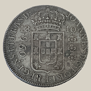 Moeda de Prata de 960 Réis (Patacão), Brasil Colônia - Ano: 1810 R - Rei João VI