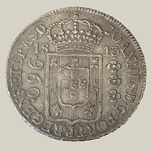 Moeda de Prata de 960 Réis (Patacão), Brasil Colônia - Ano: 1813 R - Rei João VI